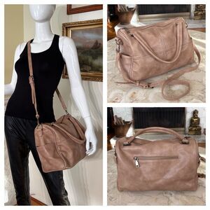 Antik Kraft Vegan Leather Dual Handle Boston Duffel Crossbody Bag